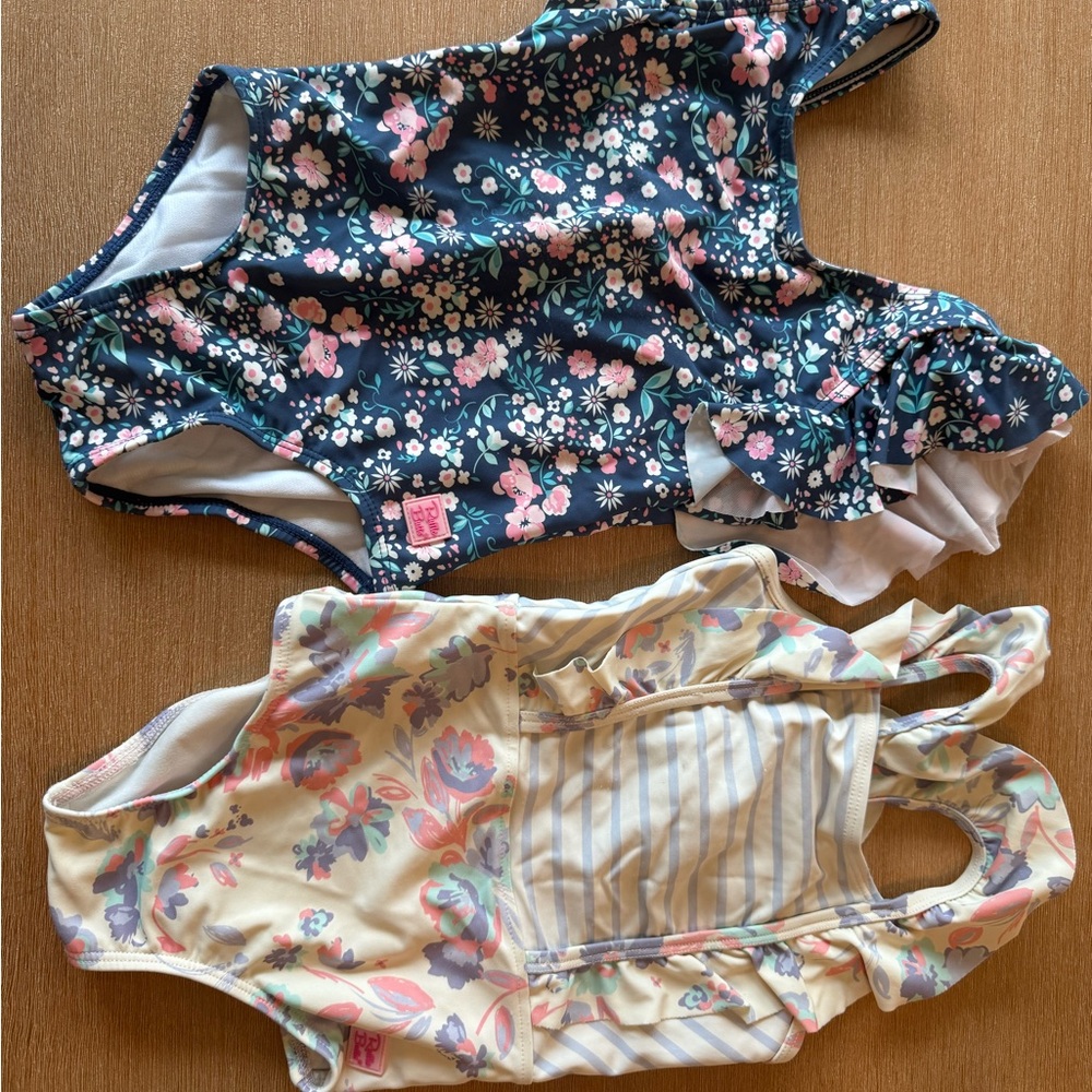 Ruffle Butts Navy Floral Swimsuit